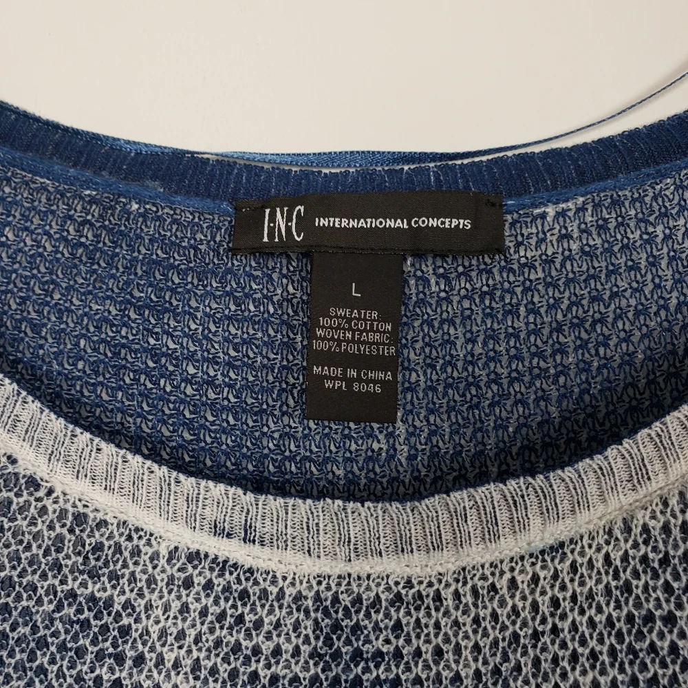 INC 100 % Cotton sweater with sheer inner layer layer Women' size large - Picture 3 of 4